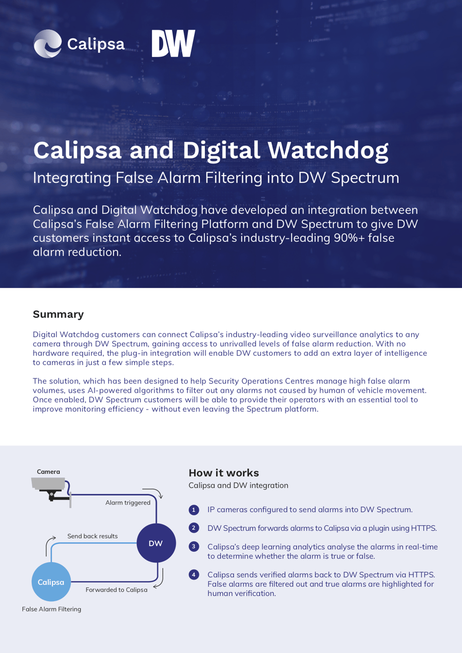 Factsheet download Calipsa and Digital Watchdog